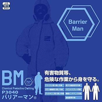 バリアーマン 3L 19個 防護服 P3040 Amazon | [日光物産] 防護服 バリアーマン JIS規格適合 撥水 撥